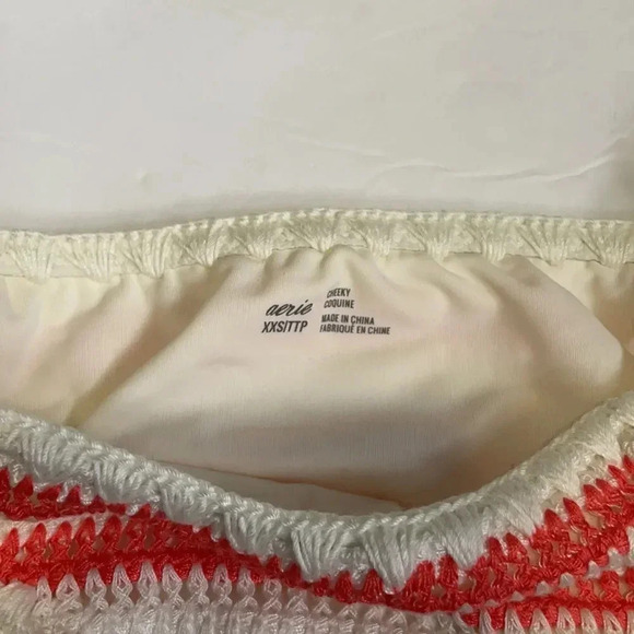 Aerie Crocheted bikini bottoms  NWT Cream and orange/red stripes Size XXS - Picture 5 of 10
